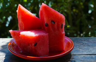 Wall Mural - Sliced watermelon on a plate