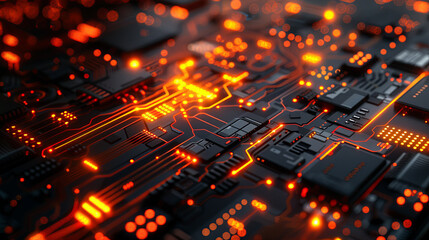 Poster - Circuit board closeup. 3d rendering abctract background