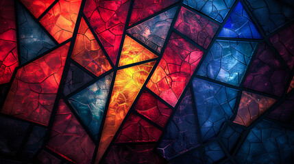 Wall Mural - Colorful stained glass window in church, abstract background. Toned.