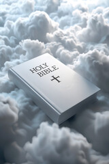 Wall Mural - Holy Bible Floating Amongst Clouds with Sunlight.