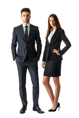 Sticker - Man and woman wearing  suits. Business  people isolated on transparent background