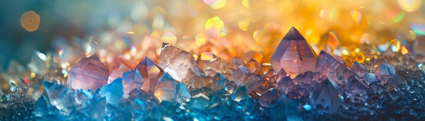 Wall Mural - A colorful image of a mountain range of crystals