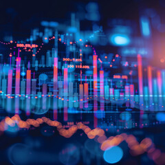 Poster - a vibrant abstract visualization of financial data, featuring colorful charts and graphs depicting s