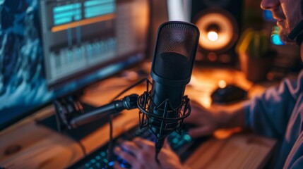 Wall Mural - A Podcast Recording Setup