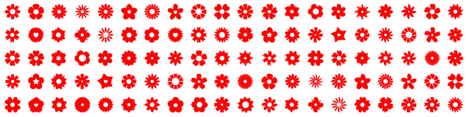 Flowers icon set, flower isolated sign, flowers in modern simple style