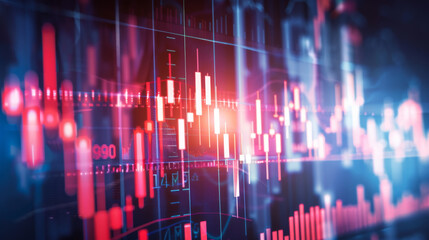 Poster - Financial Market Data with Red Declining Charts
