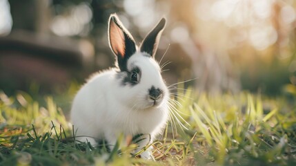 Adorable rabbit portrait capturing a funny and heartwarming pet moment