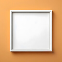 Wall Mural - White picture frame isolated on orange background. 3d render illustration.