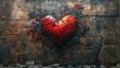 © anwel - Colorful graffiti heart painted on wall, a vibrant symbol of love and affection embracing urban art