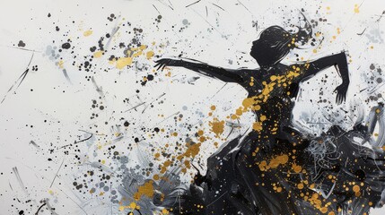 Poster - a painted picture, a dancing woman, abstraction with spots