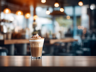 Wall Mural - Coffee shop ambiance softly blurred with bokeh in daylight