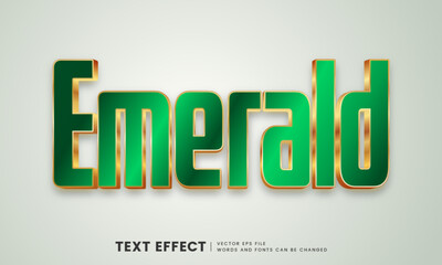 Poster - editable 3d gold emerald text effect. fancy font style perfect for logotype, title or heading text.