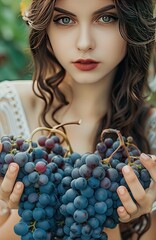 Wall Mural - Harvest in the hands of a woman in the garden. Selective focus.