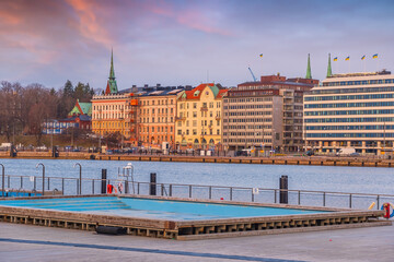 Wall Mural - Helsinki city skyline, cityscape of Finland