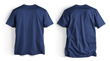 neavy blue T-shirt with nothing isolated on white background , Front and back view generate ai