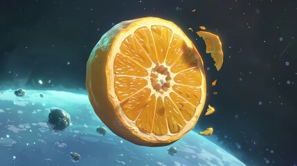 Wall Mural - Surreal Cosmic Orange Floating in Space