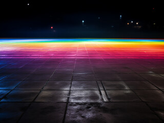 Poster - Colorful rainbow lines create dynamic background on concrete