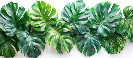 Wall Mural - Green leaves of tropical plants isolated on white background