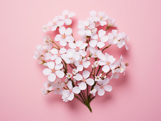 Canvas Print - Copy space is provided by small white wildflowers against a pink background