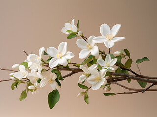 Wall Mural - White jasmine branch showcases delicate spring flowers