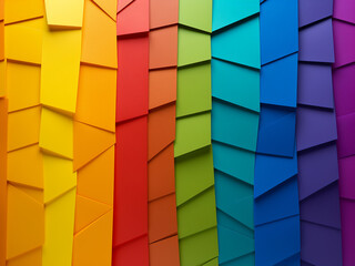 Wall Mural - LGBTQ pride flag inspires a geometric paper background, symbolic and bold