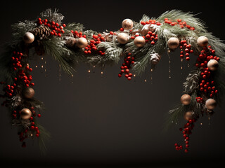 Wall Mural - Christmas garlands showcase their natural charm against a softly lit backdrop