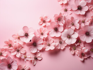 Canvas Print - Delicate pink blooms form an exquisite arrangement on pastel