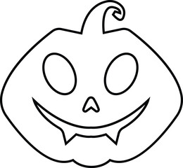 Wall Mural - Halloween pumpkins carved face silhouettes line icon. Black isolated face patterns on transparent background. Scary and funny face of Halloween pumpkin or ghost. Outline vector