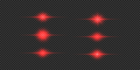 Wall Mural - set of red horizontal light effects of lens flares