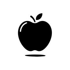 Black silhouette of a Apple with thick outline side view isolated-08