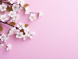 Wall Mural - Top view of spring composition with bird cherry blossoms