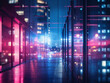 © Llama-World-studio - Blur envelops the scene with blue and pink urban buildings
