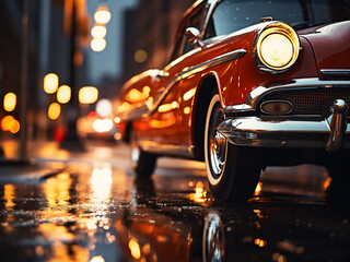 Street scene: bokeh captures lights from streets and cars at night