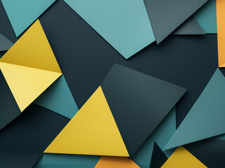 Canvas Print - Flat lay composition featuring geometric shapes in yellow, green, blue, and black