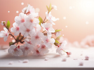 Wall Mural - Experience the serenity of blooming flowers captured in a spring cards soft glow