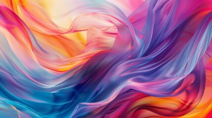 Wall Mural - A colorful, flowing piece of fabric with a rainbow of colors
