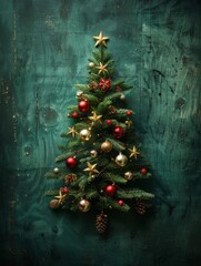 Wall Mural - festive design christmas tree. merry christmas and happy new year holiday card, poster and banner