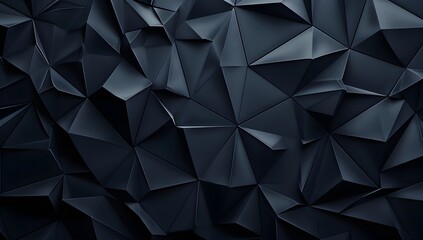 Poster - Dark navy blue geometric background with dark gray triangular shapes, 3D rendering
