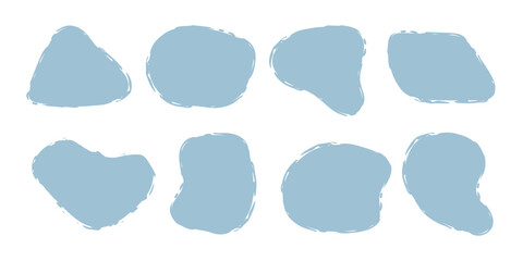Poster - abstract irregular organic blob collection. blue blot texture art. design element. deformed geometri