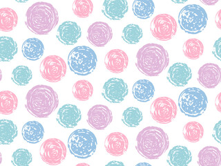 Poster - Abstract circular multicolored shapes. Seamless paint pattern. Various irregular blot spot background. Brush circle blob modern illustration. Geometric ornament for packaging, wallpaper, cover