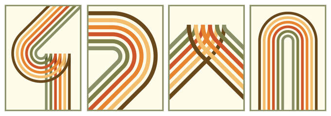 Poster - retro vintage 70s style stripes background poster lines. shapes vector design graphic 1970s retro ba