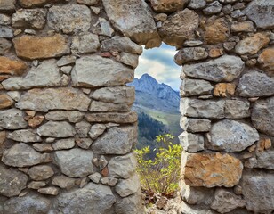 Wall Mural - old vintage grunge stone bricks wall background wallpaper surface backdrop