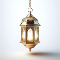 Elegant Gold Metal Lantern with Intricate Cutwork Design