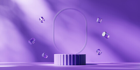 Poster - Purple minimal podium for product display background 3d rendering	
