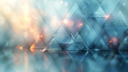 Poster - Abstract geometric patterns with transparent triangles and bokeh light effects