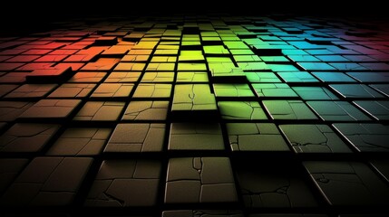 Poster - Colorful abstract 3D tiles background with vibrant gradient and graphic texture