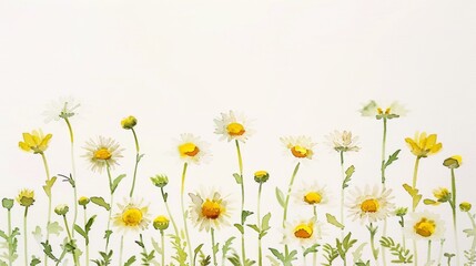 Wall Mural - Cheerful Yellow and White Daisy Field on Bright Background