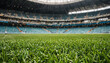 © lumerb - Close up grass ield view of soccer field stadium and stadium seats