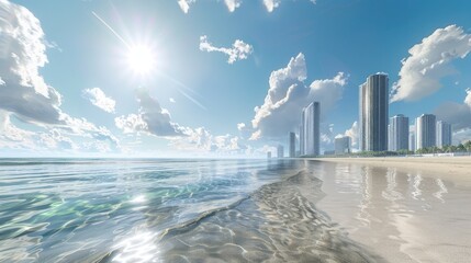 Wall Mural - Panoramic view of Miami's Sunny Isles Beach and Aventura, a sunny destination in Florida. Generative AI realistic