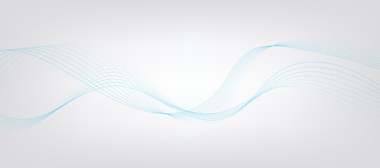 Wall Mural - Vector abstract background with dynamic blue waves, lines and particles.	
